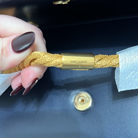 New YSL Yves Saint Laurent Kate Flap Navy Leather & Gold Chain - Picture 12 of 17